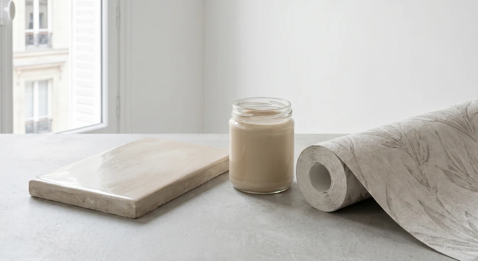 Atelier d'artisan maroquinier présentant échantillons et matériaux de travail